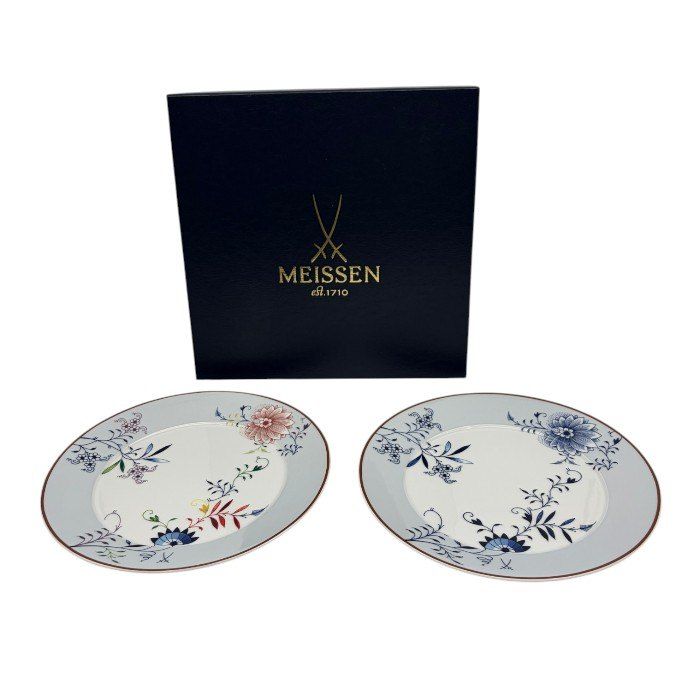 未使用品 MEISSEN マイセン お多福100周年記念 絵違い プレート 2枚 中古 W1