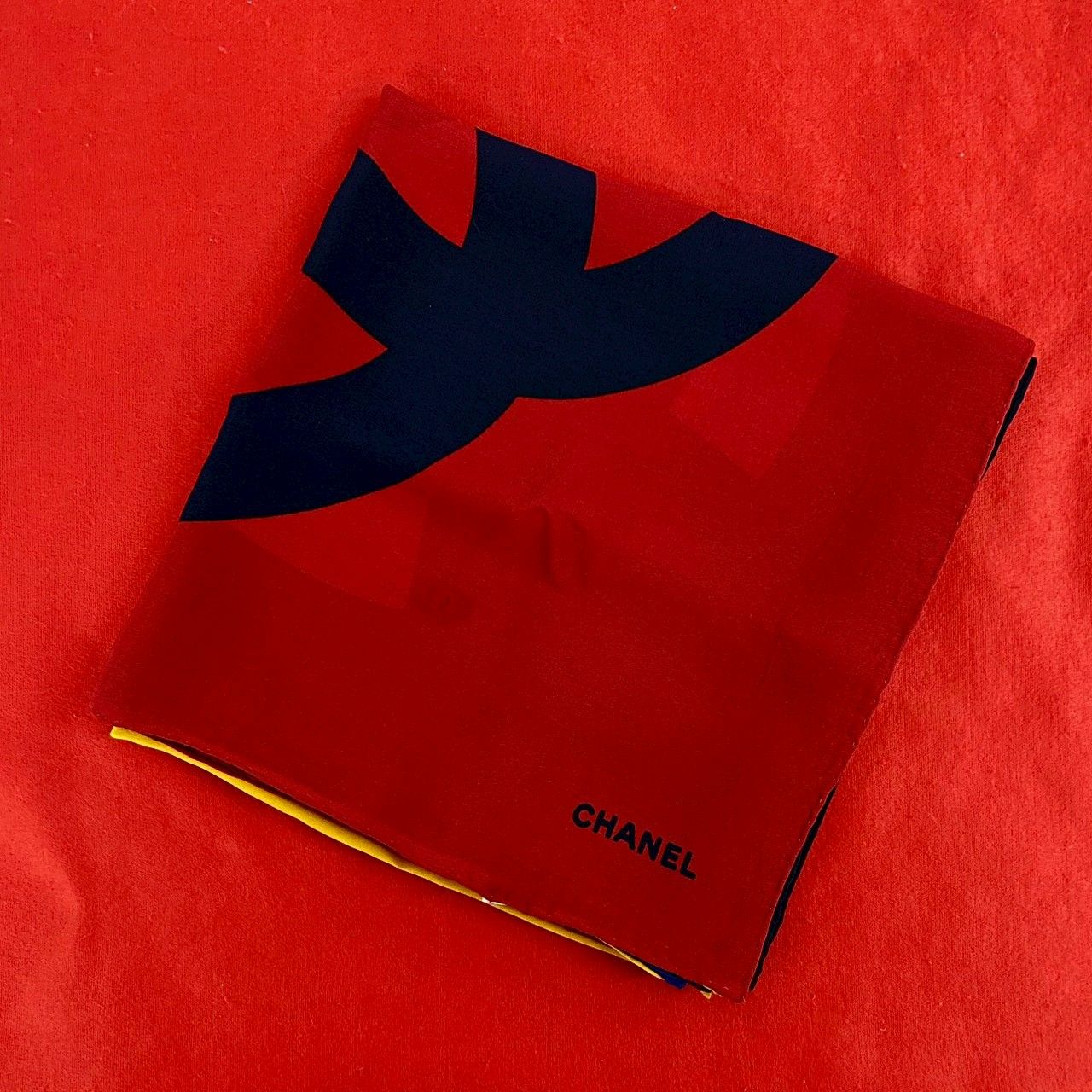 極 美品 CHANEL シャネル ココマーク シルク スカーフ バンダナ マルチ