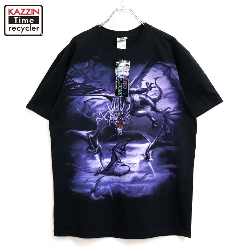 DEADSTOCK 00s LIQUID BLUE ドラゴン 半袖Ｔシャツ メンズ 表記Lサイズ