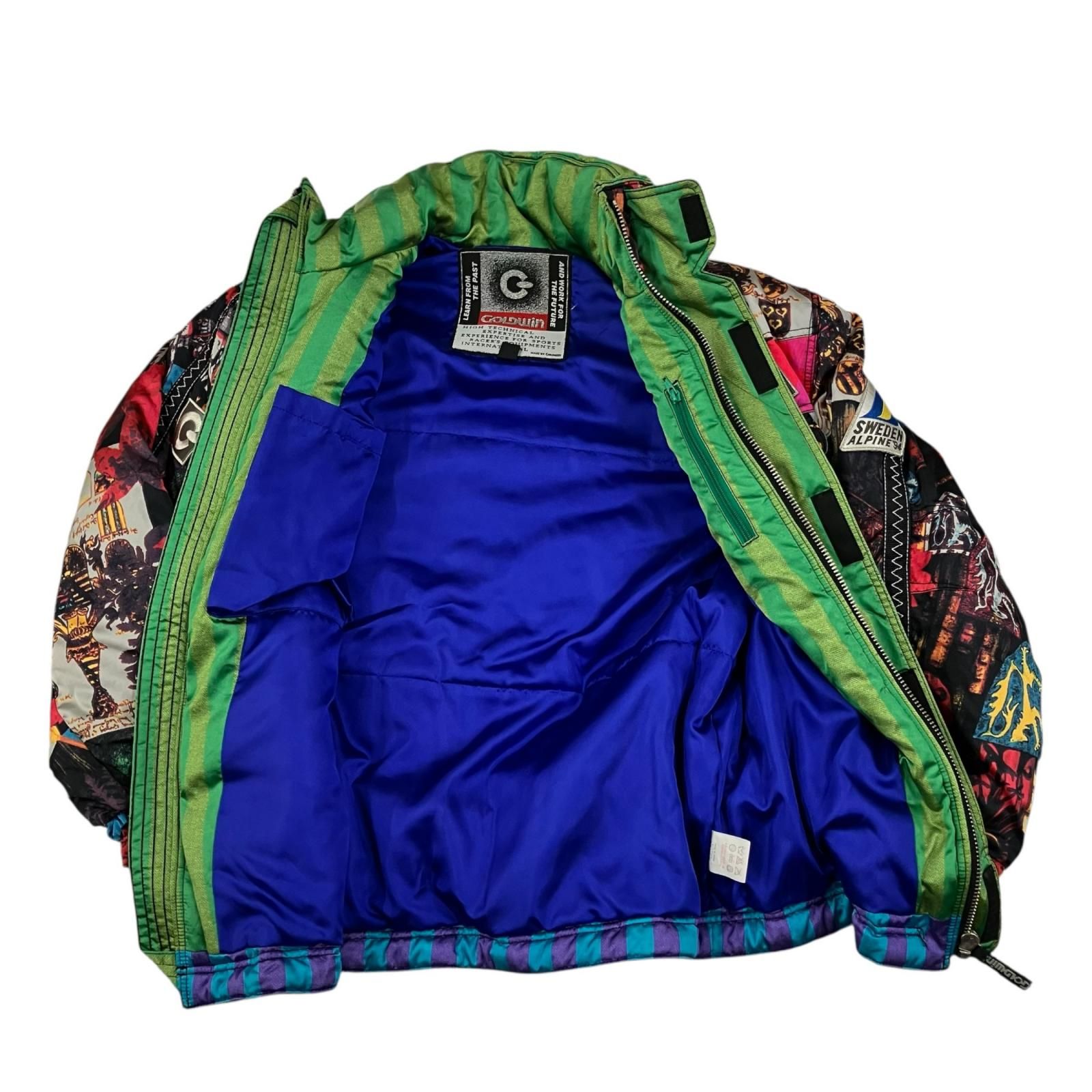 90s GOLDWIN archive 中綿ナイロンジャケット 短丈 シルバー 199990 GOLDWIN 90s 中綿ナイロンジャケット セットアップ スキー