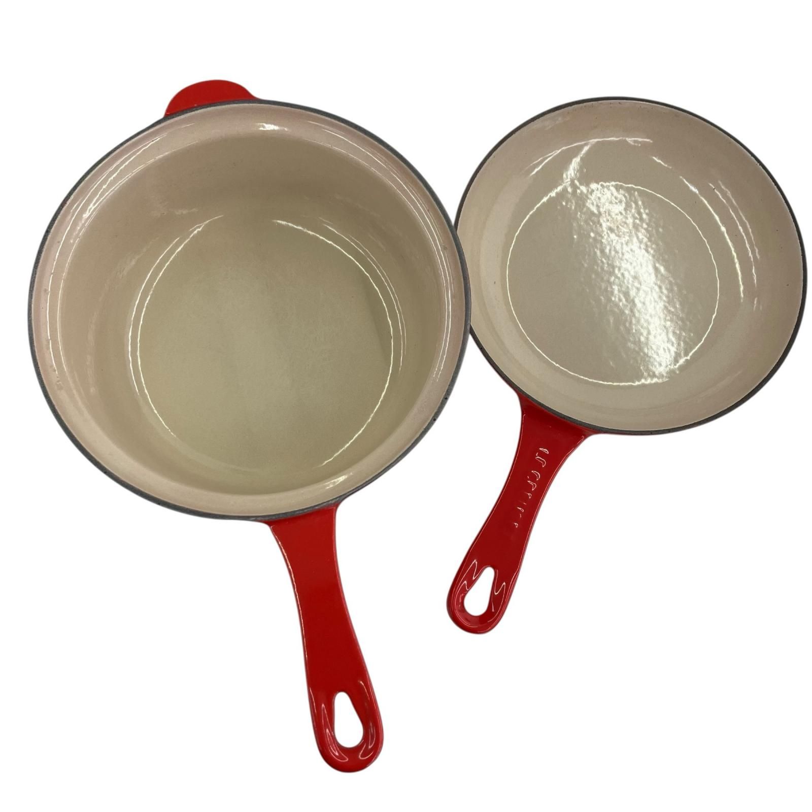 186005 LE CREUSET ル・クルーゼ フライパン(20cm) & 鍋(22cm) レッド