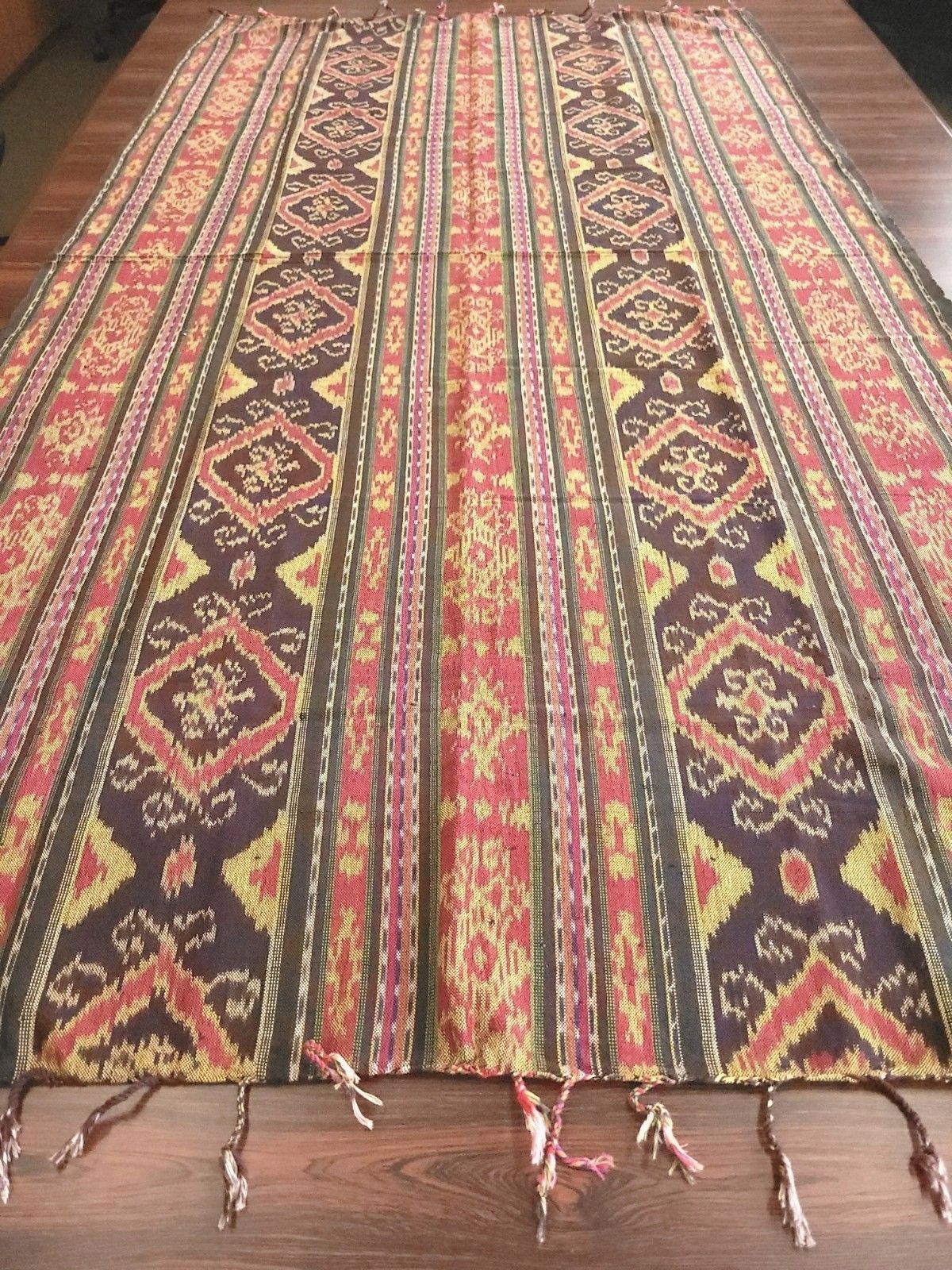 インドネシア製 イカット マルチカバー 約115×230cm コットン100％ エスニック ベッドカバー ソファカバー【イカットF】 7,128円