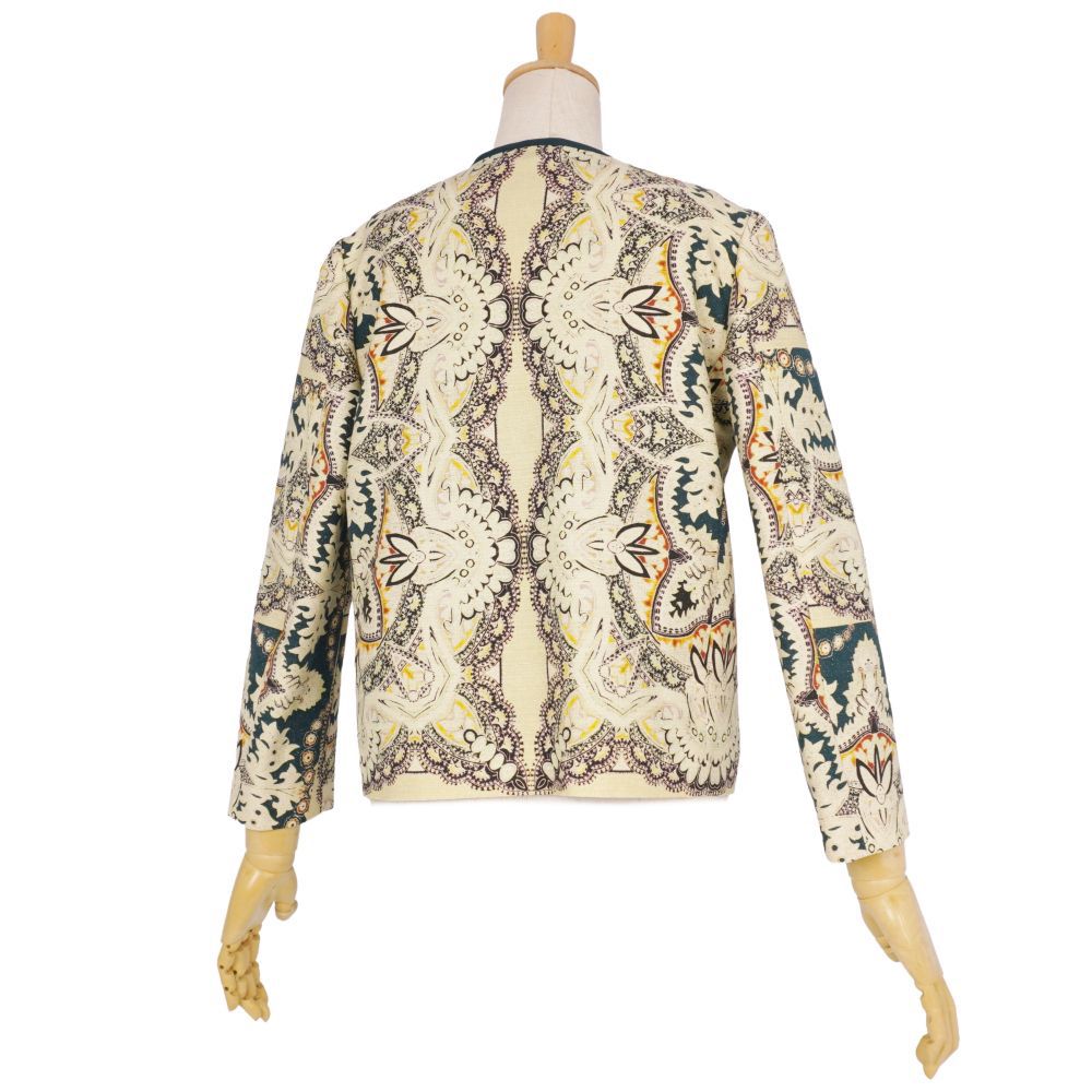 極美品 エトロ ETRO ジャケット ノーカラー ボタンレス 総柄 コットン