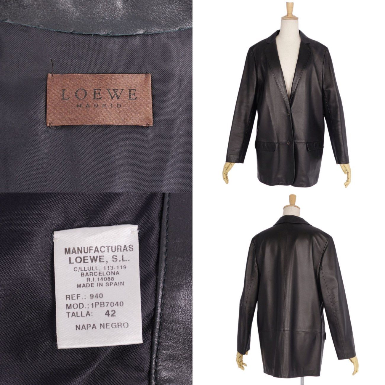 極美品● LOEWE ロエベ レザージャケット テーラード ラムレザー 38 美品 ロエベ LOEWE ジャケット テーラード レザージャケット