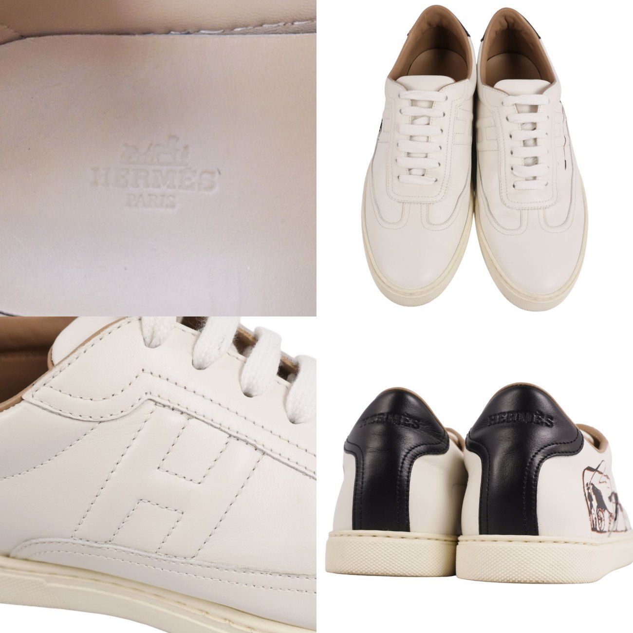 美品 エルメス HERMES スニーカー 2019 クイッカー ローカット Hロ