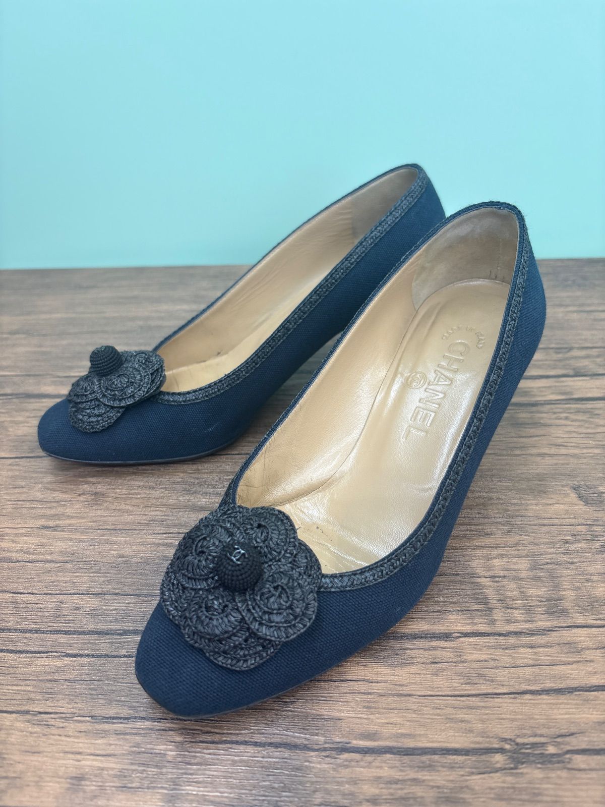 CHANEL シャネル made in ITALY カメリア パンプス ヒール サイズ37 送料無料♪