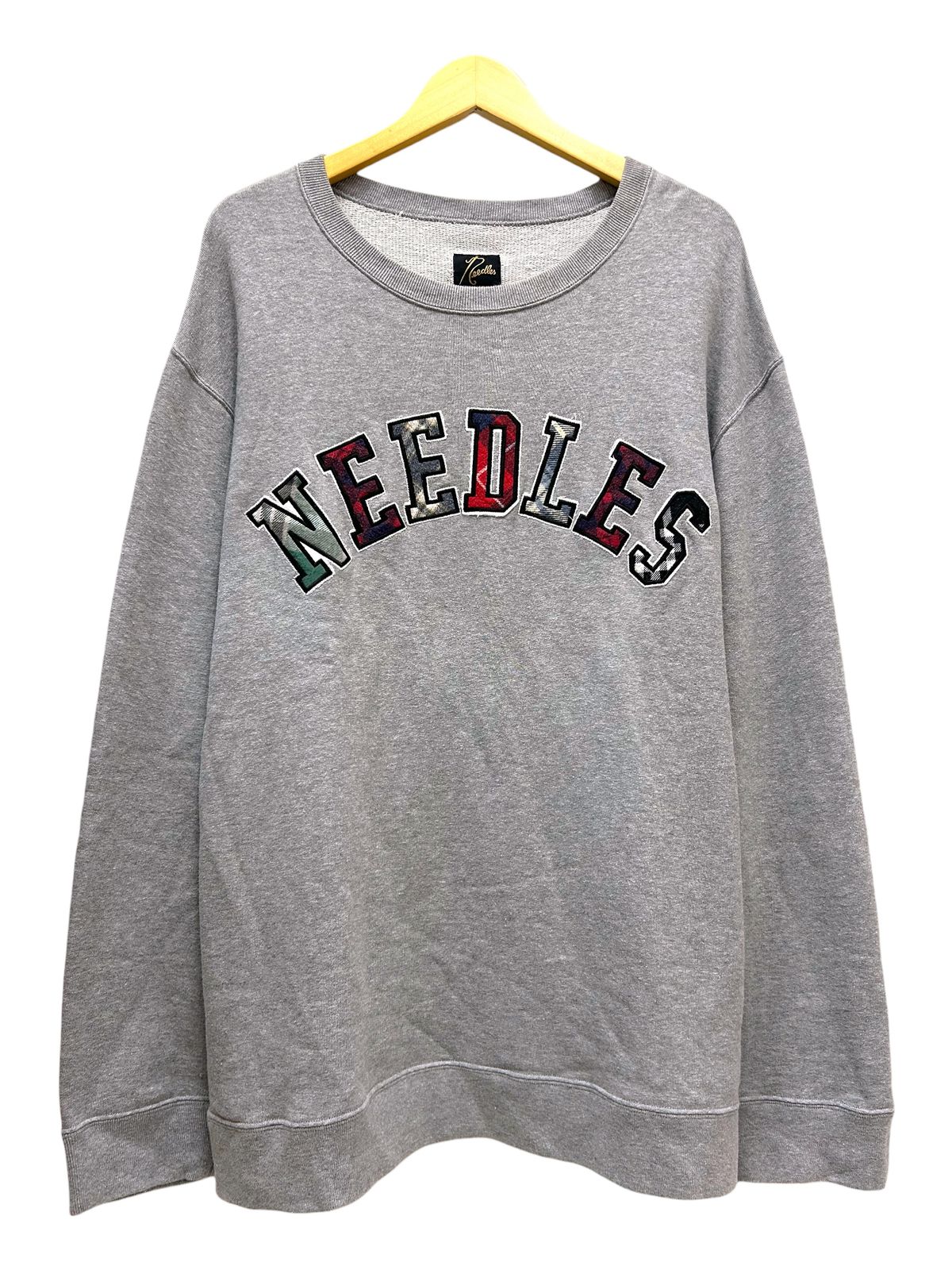 Needles (ニードルズ) アーチロゴ 刺繍 スエット 長袖 XL グレー
