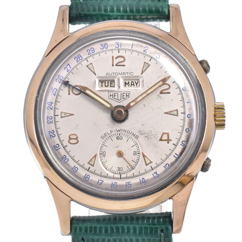 タグホイヤー TAG HEUER W088148 ヴィンテージ バンパー式ハーフローター トリプルカレンダー アイボリー 自動巻き メンズ 腕時計 O#146963