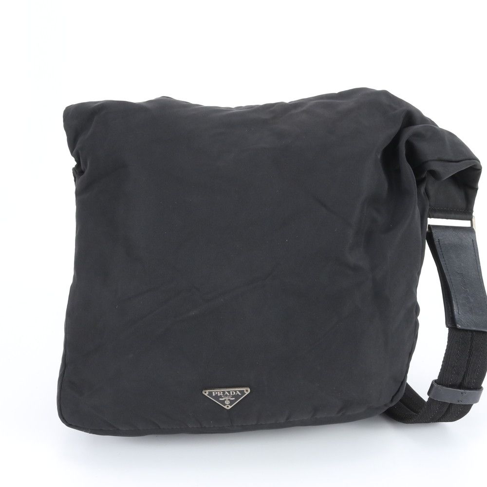 美品 プラダ テスート ナイロン トライアングルロゴ レザー ショルダー