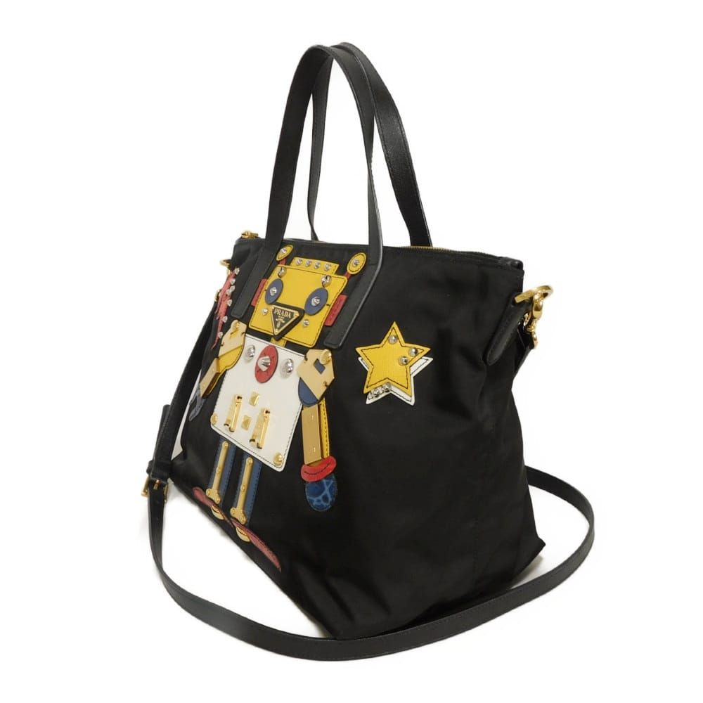 プラダ ロボットトートバッグ 1BG061 テスート ブラックトライアングルロゴ PRADA プラダ テスート ロボット アップリケ トート サフィアーノ