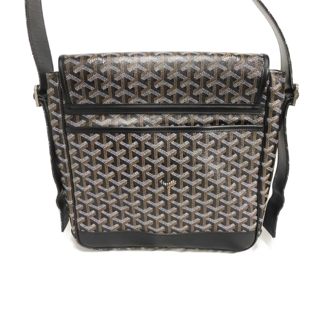GOYARD ゴヤール グランブルー MM 廃盤 希少 トワルゴヤール カーフ スクエア 斜め掛け メッセンジャー ヘリンボーン ブラック ショルダーバッグ GOYARD ゴヤール グランブルー MM 廃盤 希少 トワルゴヤール カーフ