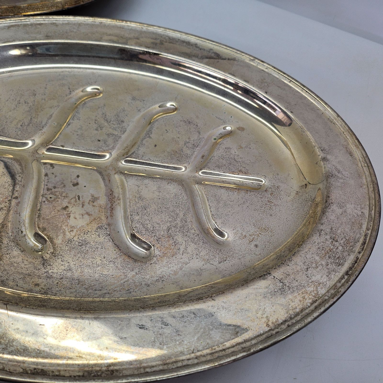 ☆記念皿 銀製皿 メッキ 米国 ヴィンテージ Gotham Silver Co. 肉用大皿 銀食器 2枚セット 40cm