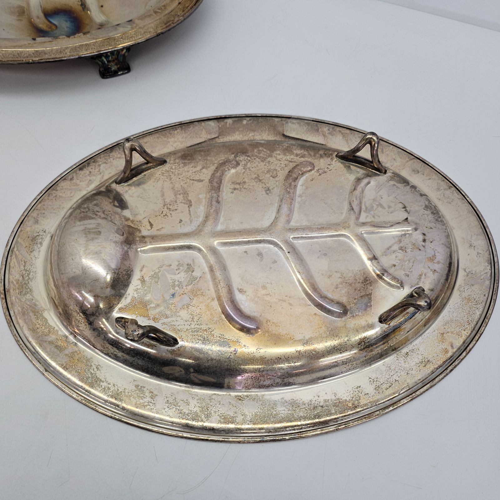 米国 ヴィンテージ Gotham Silver Co. 肉用大皿 銀食器 2枚セット 40cm