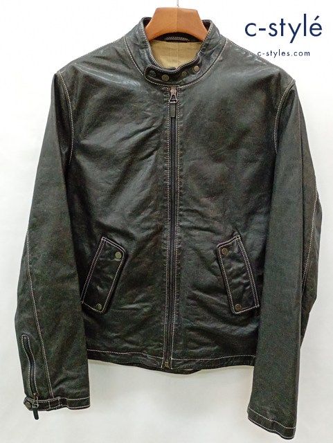 H098 [人気] dunhill ダンヒル ライダースジャケット L ブラック 牛革 カーフスキン PGD912-ST472 | ★
