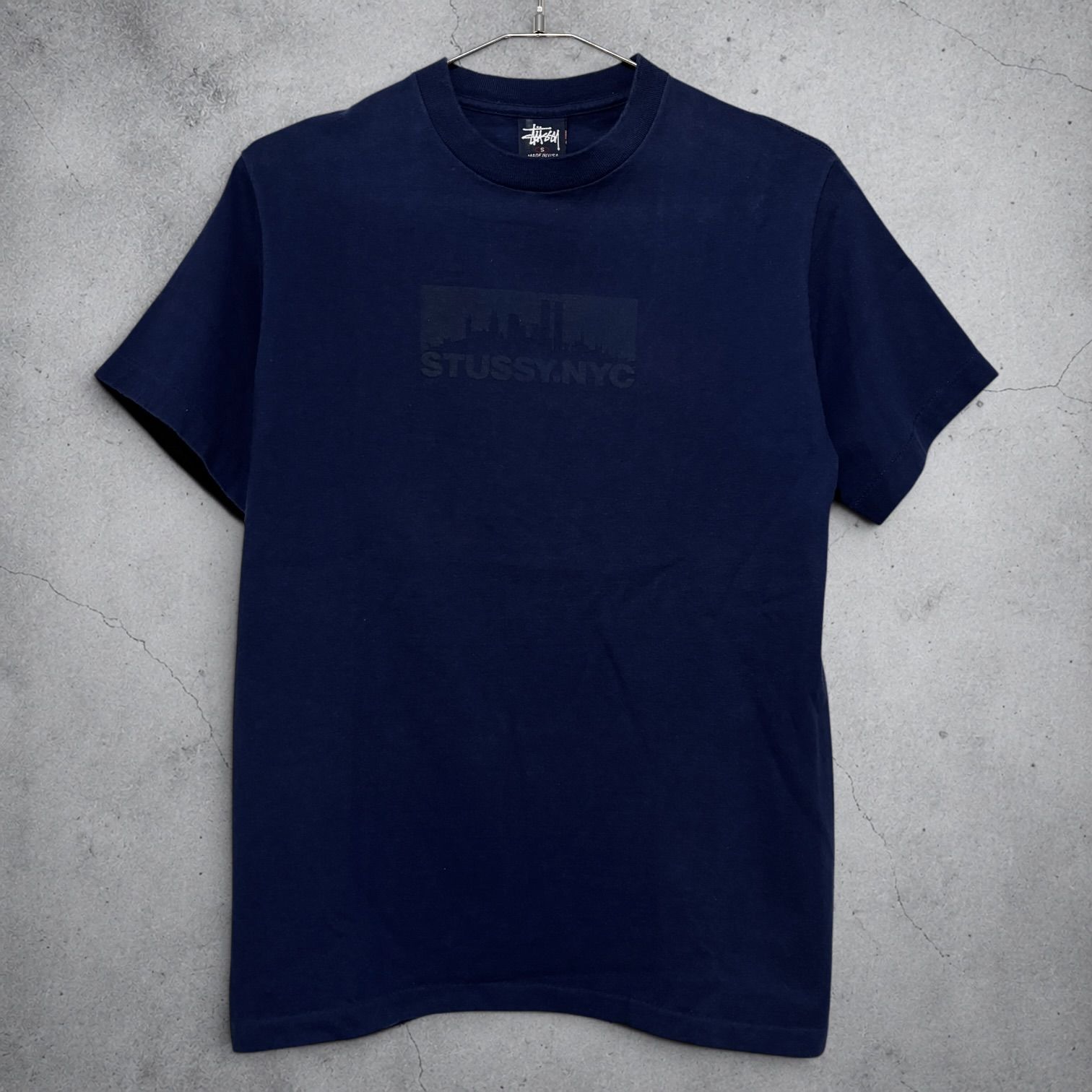 USA製 90s STUSSY NYC S/S Tee S Navy オールドステューシー ニューヨーク 半袖 ネイビー 古着