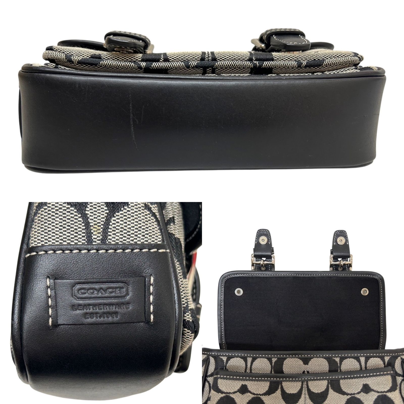 COACH (コーチ) シグネチャーショルダーバッグ 6844 ブラック×グレー