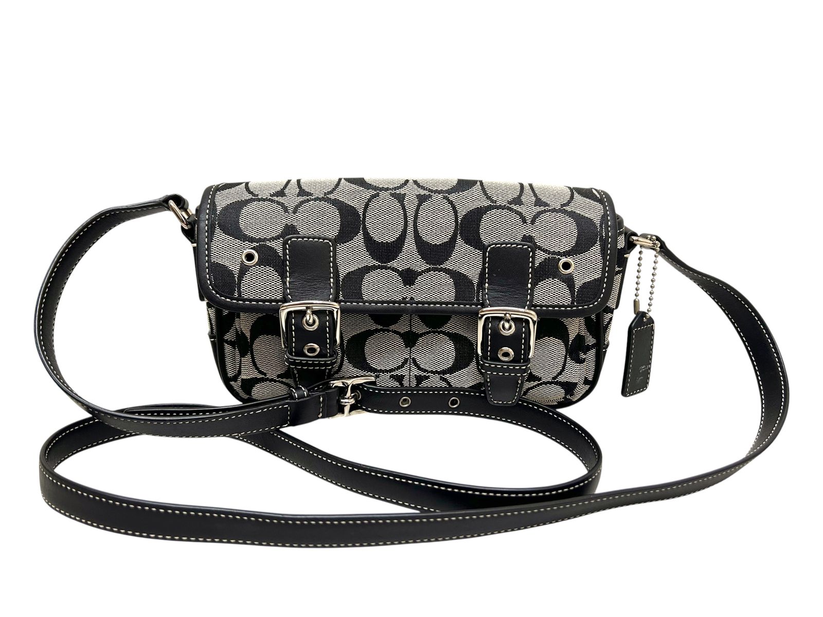 COACH (コーチ) シグネチャーショルダーバッグ 6844 ブラック×グレー