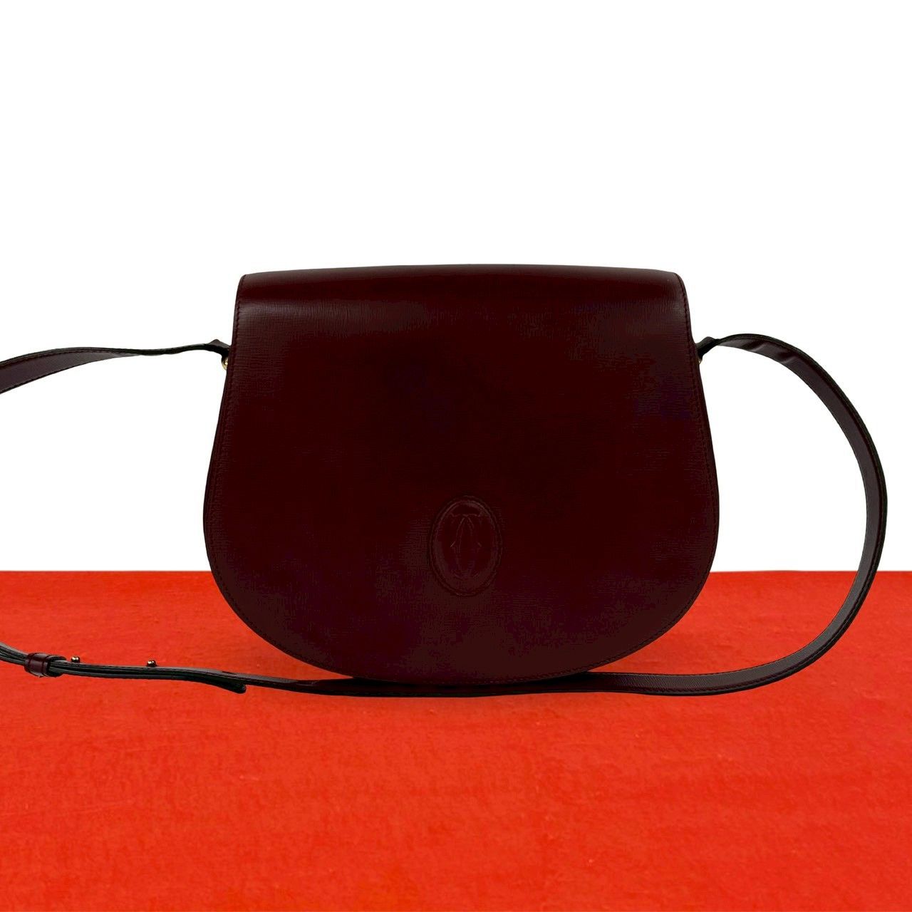 極 美品 CARTIER カルティエ ヴィンテージ マストライン ロゴ レザー