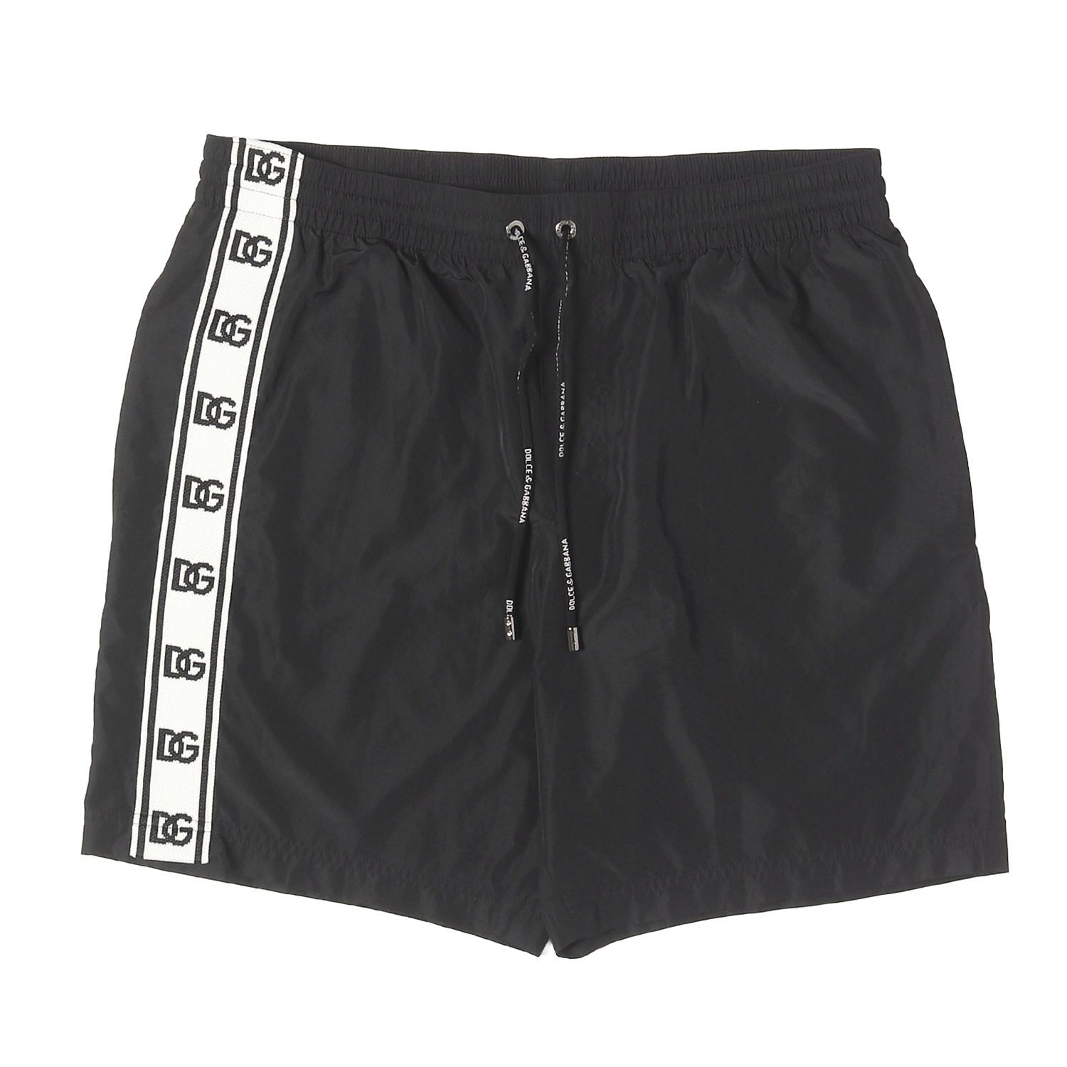 DOLCE&GABBANA ドルチェ&ガッバーナ パンツ ブラック 黒 サイズ:EU M BEACH WEAR DGロゴサイドライン ウォーターショーツ イタリア製 ボトムス ショートパンツ【メンズ】【中古】