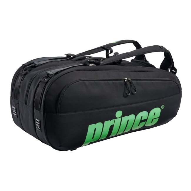 【１２本収納】プリンス(Prince) 2025 TOUR TEAM ツアーチーム 12PK ラケットバッグ テニスバッグ TT500-240 ブラック×グリーン(25y5m)(040099886)