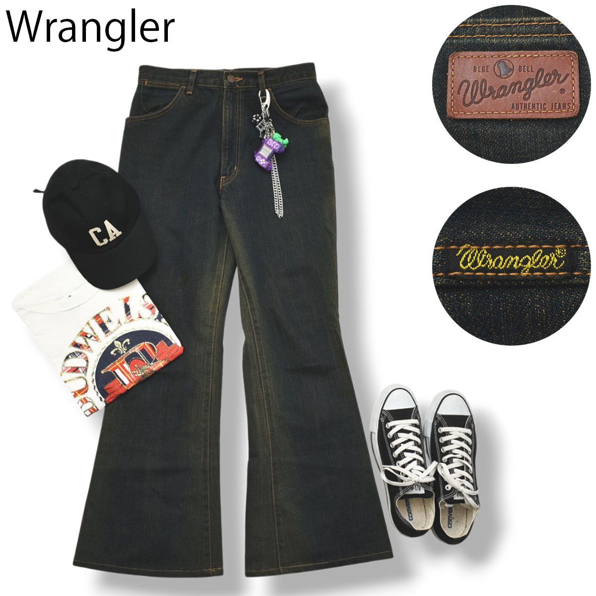 90s ヴィンテージ 日本製 ラングラー Wrangler フレア デニム パンツ 