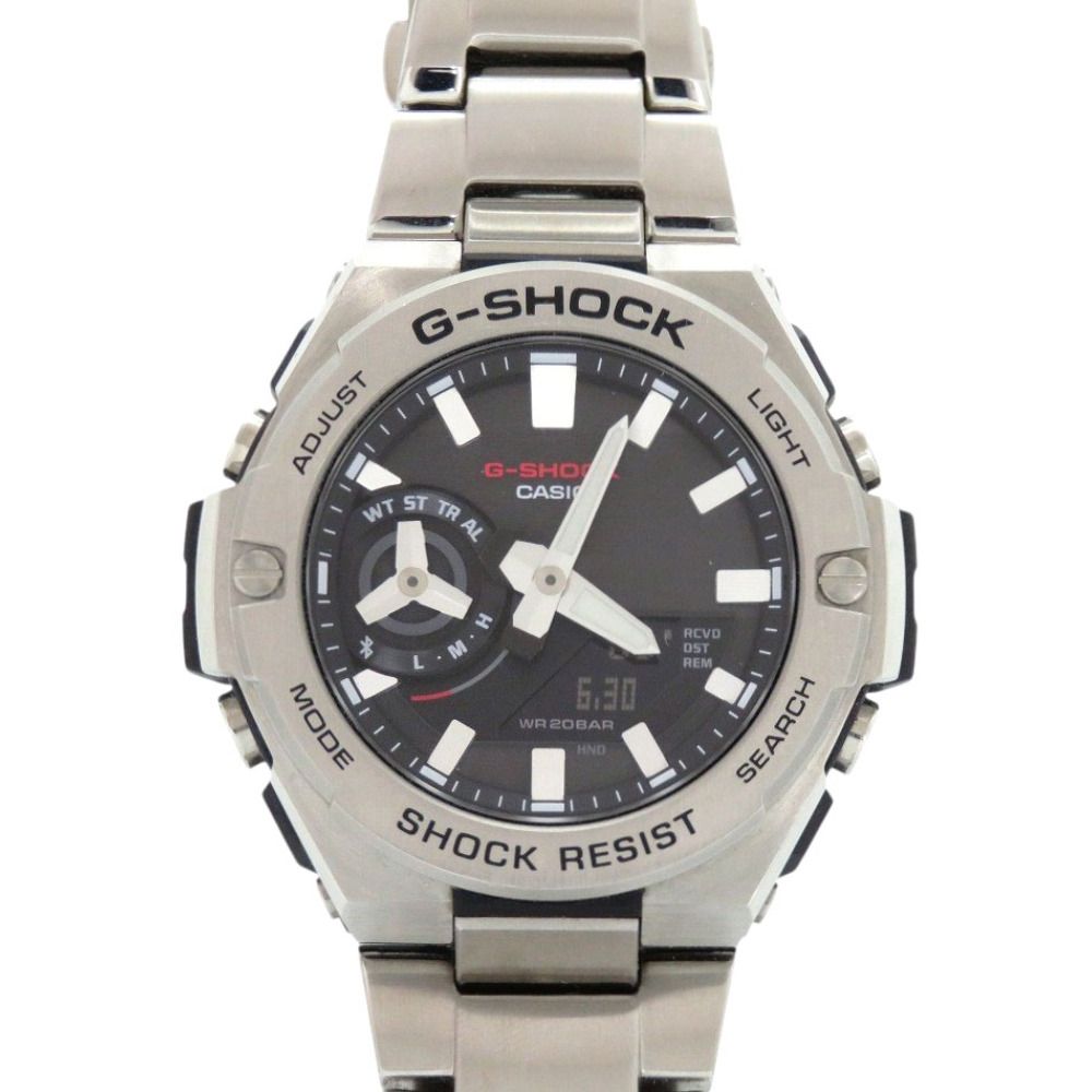 美品 カシオ G-SHOCK GST-B500-1AJF ブラック SS シルバー タフソーラー デジタル 腕時計 黒文字盤 0553 CASIO
