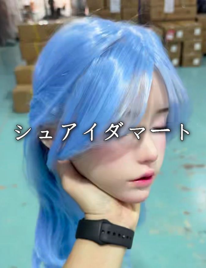 人気商品上品ソフトシリコン ヘッド　頭部単品　目が閉じた状態　リアルガール頭　髪と眉毛、まつ毛も植毛　リアル口腔 舌歯　 M16 等身大ドール用頭　撮影　 鑑賞用 水洗い可能　マネキンパーツ　リアルドールcs630