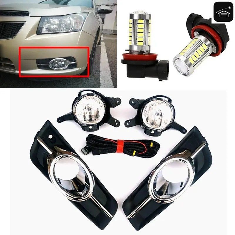 フォグランプ LEDフォグランプ シボレークルーズ 2009-2014 ヘッドライト LEDランプ フォグランプ カバー ウォークフレーム 配線ハーネス