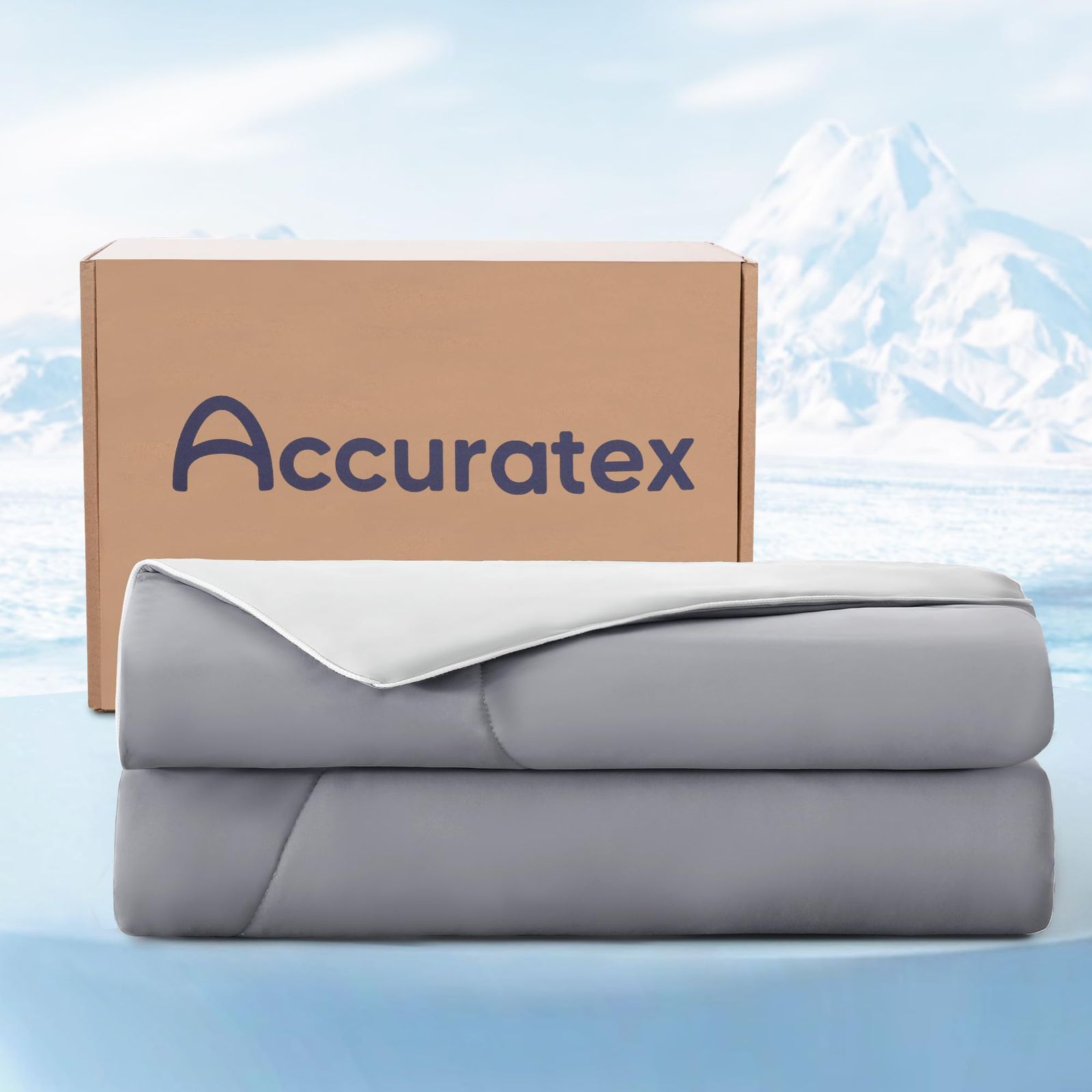 ACCURATEX 接触冷感 掛け布団 夏用 Q-max>0.45 夏 掛けふとん 軽量 通気性 涼感 ひんやり 寝汗対策 冷房対策 肌掛け布団 クールブランケット グレー (229x229cm)