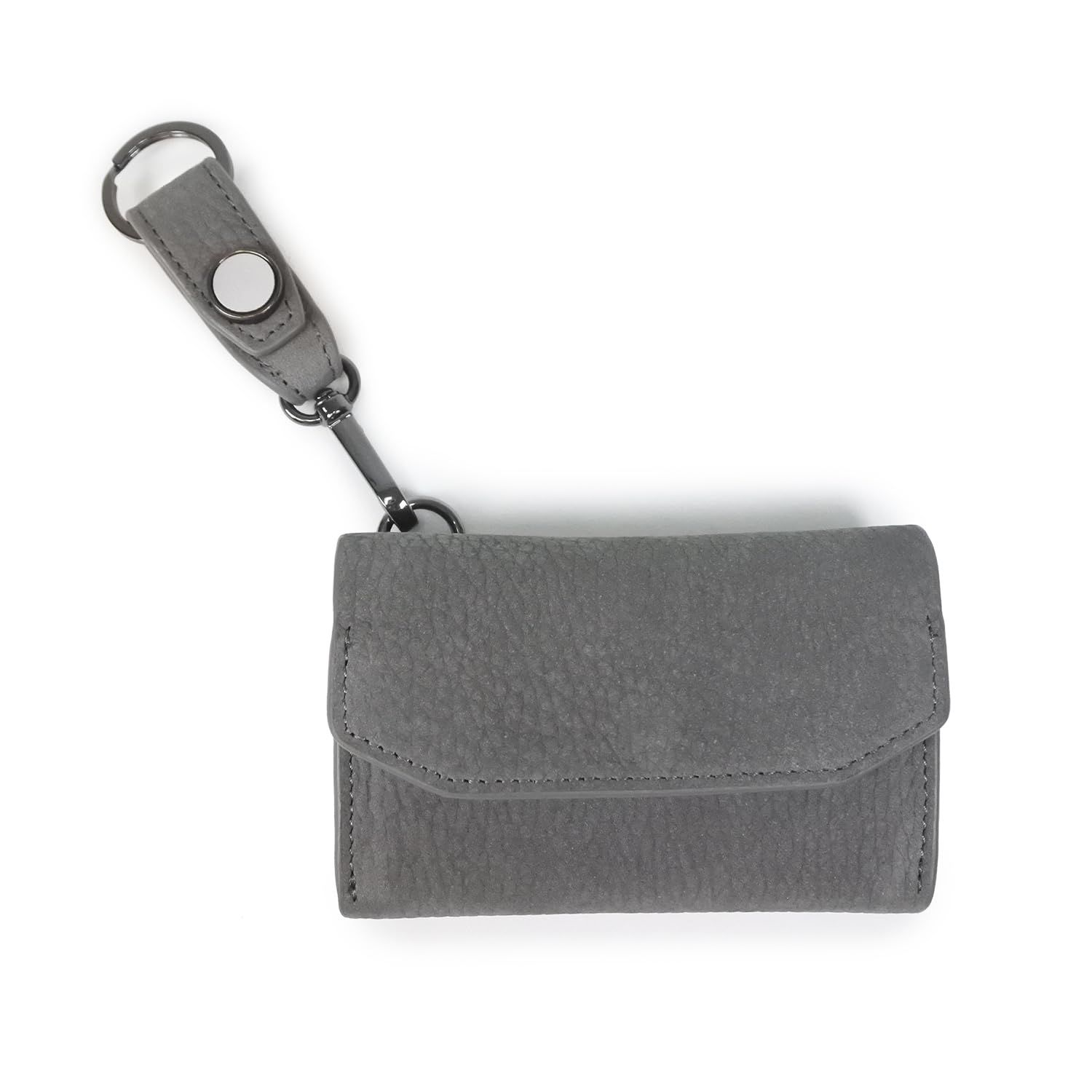 [シー] FOLK CARD CASE GRAY 本革 ヌバック カードケース 名刺入れ コンパクト 大容量 ホック付 リフレクター付 メンズ レディース
