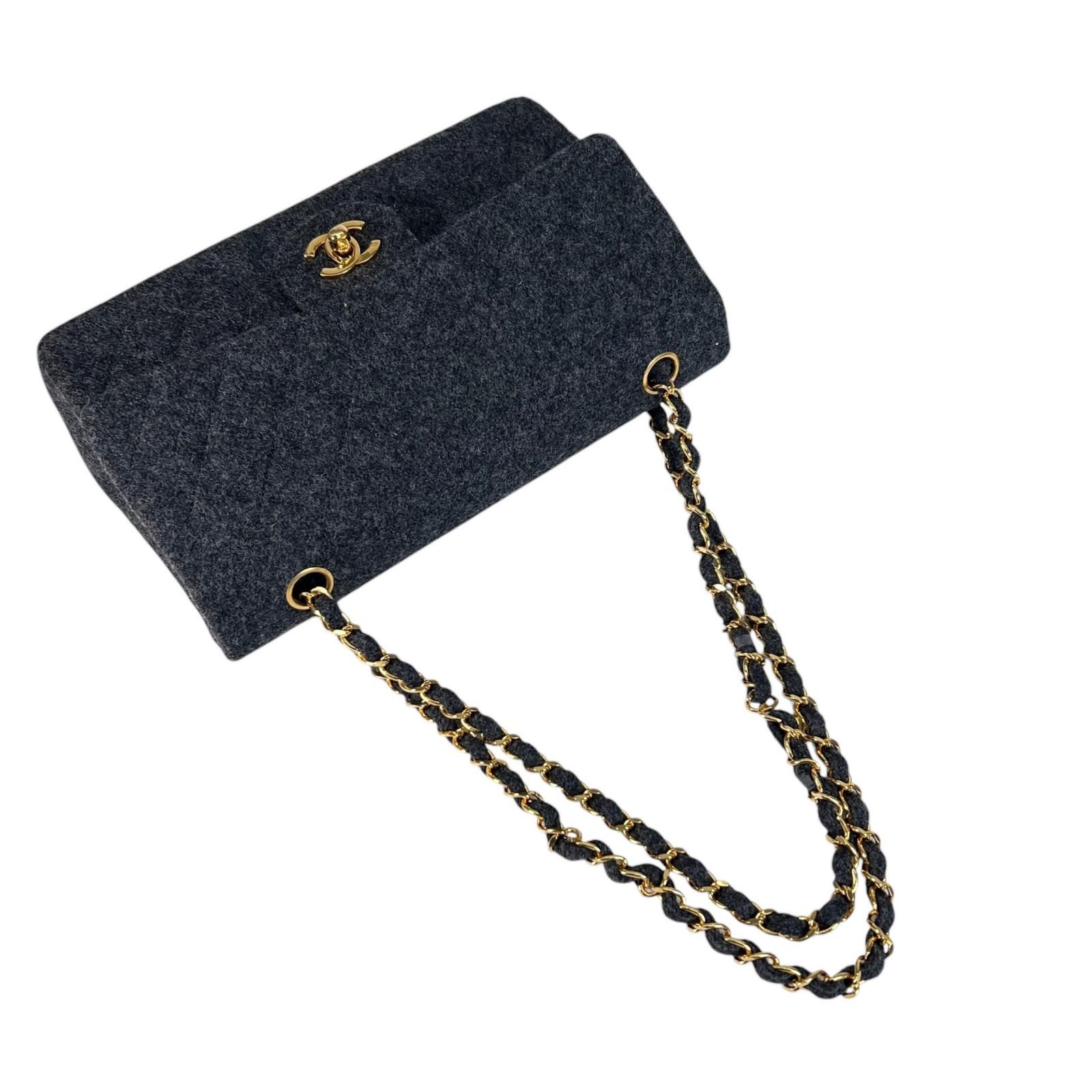 美品 CHANEL シャネル マトラッセ A01113 ショルダーバッグ ウール 