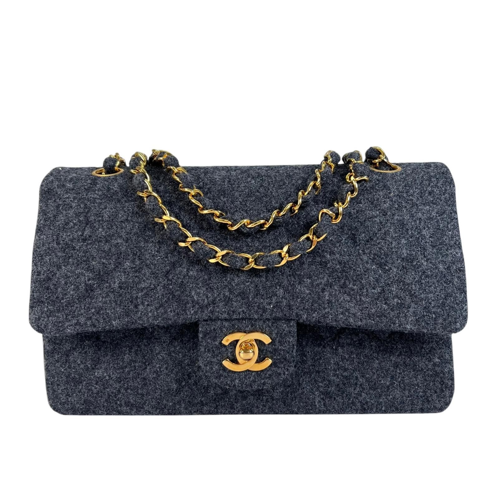 美品 CHANEL シャネル マトラッセ A01113 ショルダーバッグ ウール 