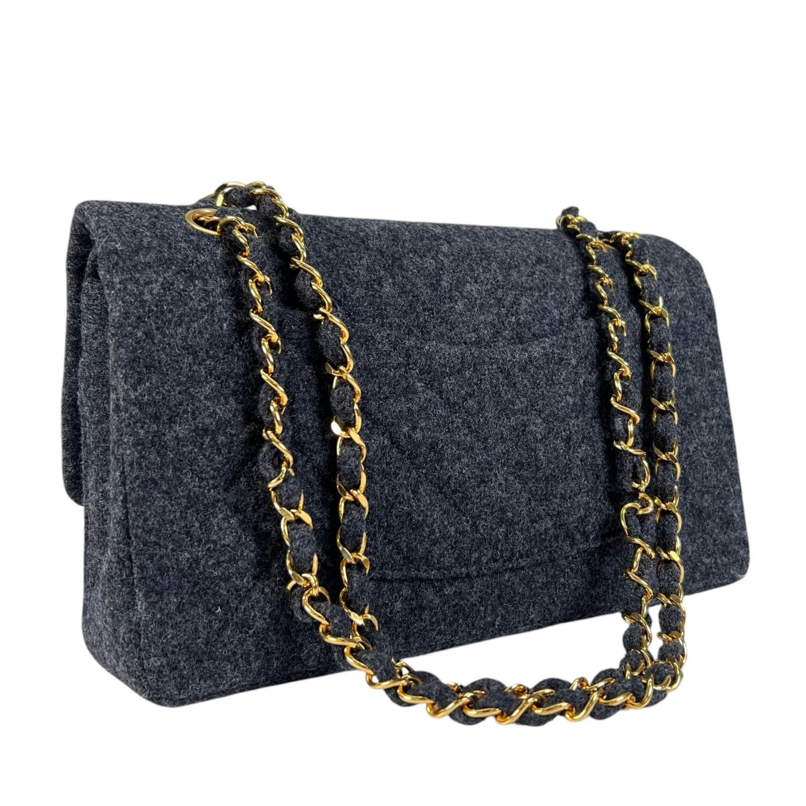 美品 CHANEL シャネル マトラッセ A01113 ショルダーバッグ ウール 