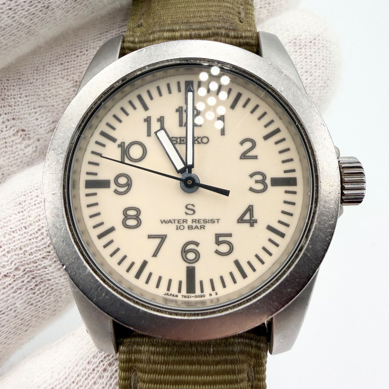 稼動品】SEIKO セイコー サス SUS クォーツ 7N21-0010 ミリタリー-日本 