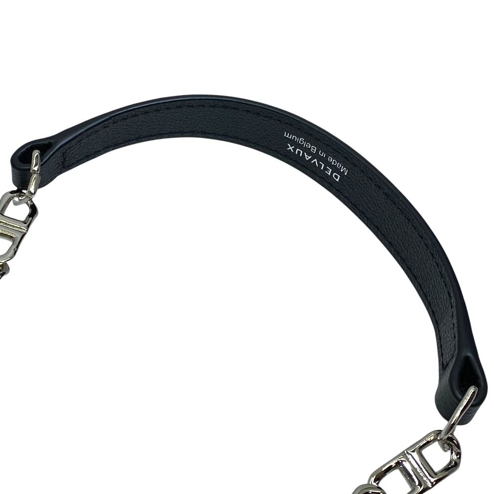極美品◎デルヴォー ボア×レザー ショルダーストラップ 106cm ブラック 美品 DELVAUX デルヴォー メタル チェーン ショルダー ストラップ