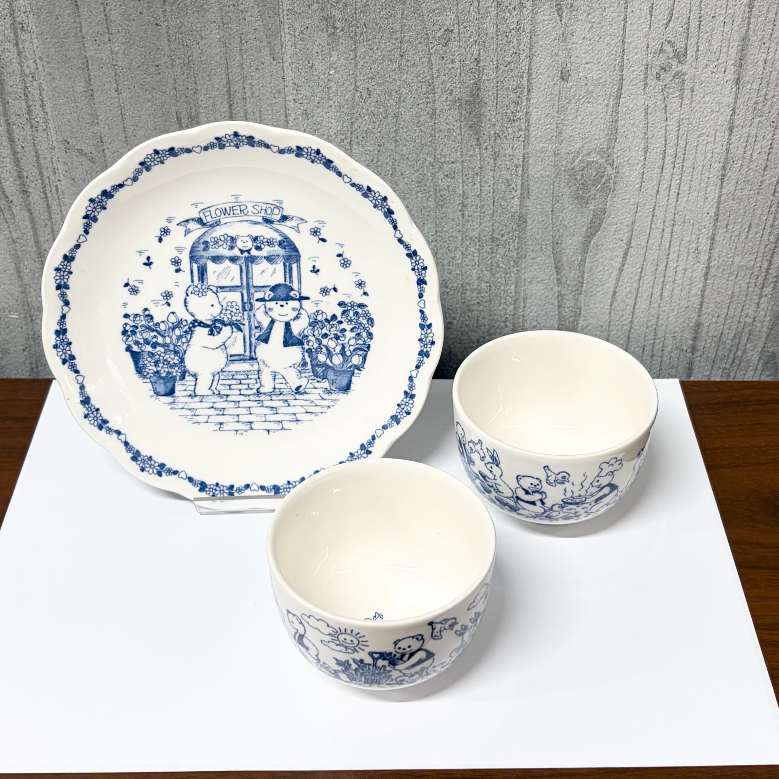 ◎S091 NIKKO テディベアシリーズ 16cm プレート・8cm ティーボール