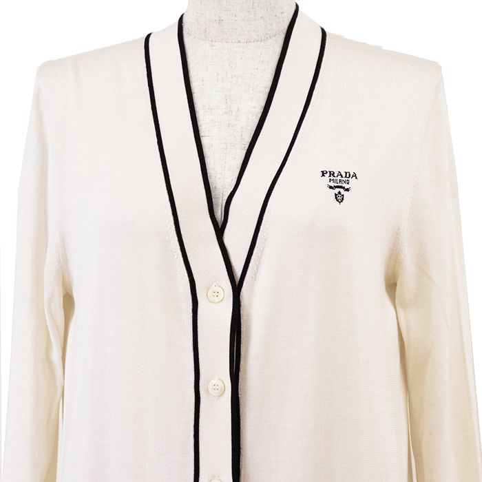 PRADA プラダ ジップ トップス ジャージ カーディガン 38(Sサイズ) 美品】PRADA プラダ ニット カーディガン サイズ 38 レディース ロゴ
