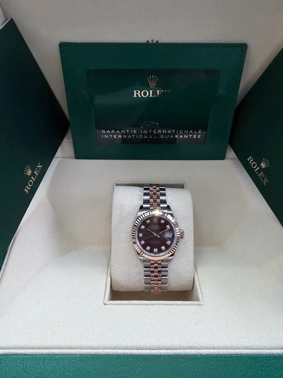 ROLEX レディジャスト28MM ローズゴールド コンビ チョコ10P ダイヤ ジュビリー 1,462,253円