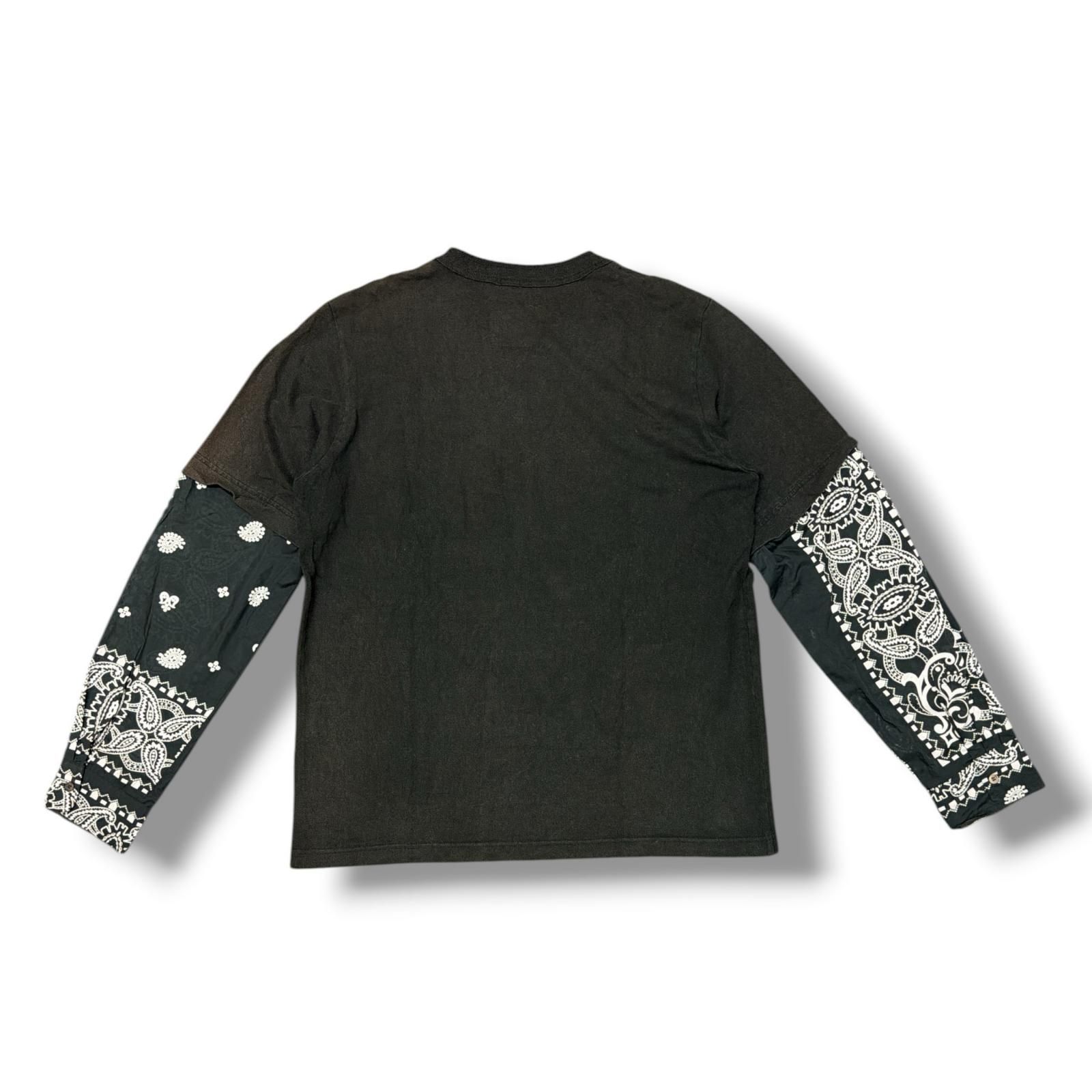 sacai 21SS archive MIX T-Shirt サイズ2 黒 sacai 21SS ARCHIVE PRINT MIX LONG SLEEVE T-SHIRT バンダナ