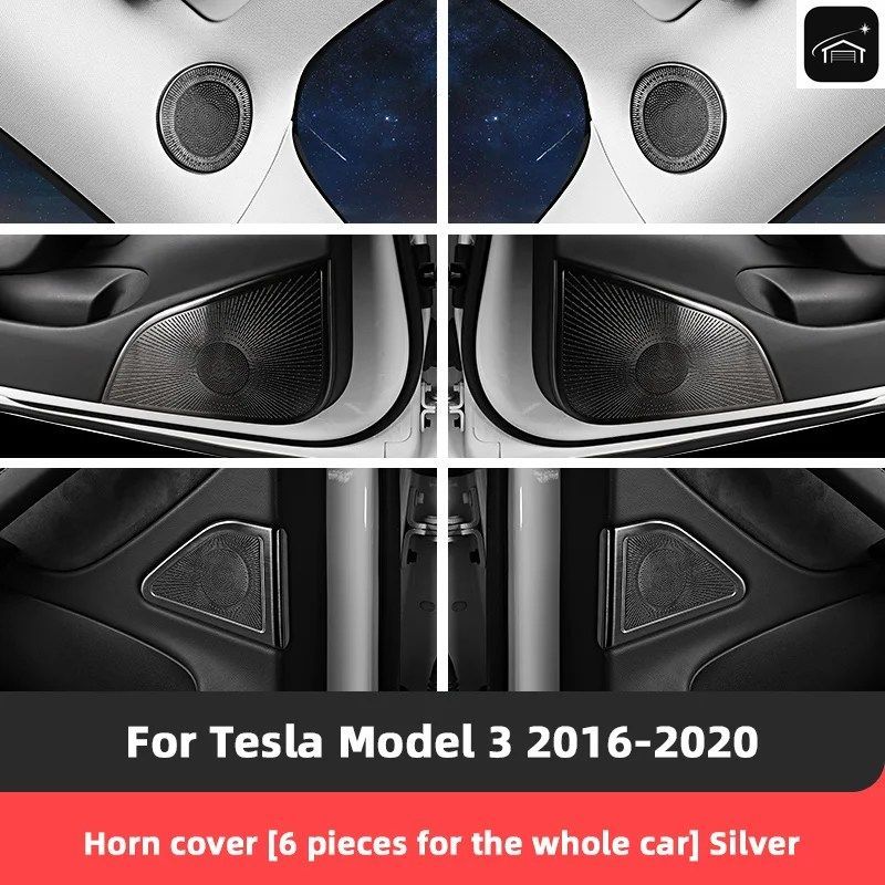 テスラ モデル3 2016-21 車用 アピラーホーンカバー フロント/リアドア スピーカー オーディオパネル トリム リッド カスタムパーツ