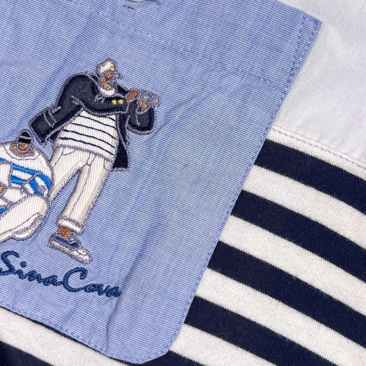 SINA COVA シナコバ LUPO DI MARE 刺繍 ボーダー BD ボタンダウン 長袖
