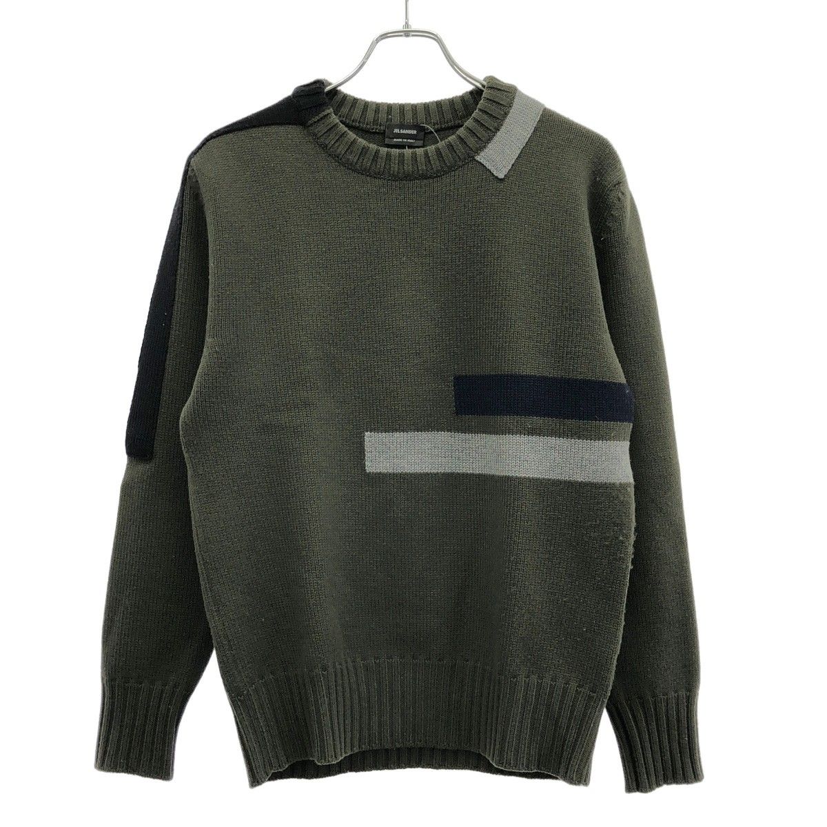 JIL SANDER ジルサンダー 16AW ブロックカラーニットセーター JSMI751052 オーリブグリーン 48