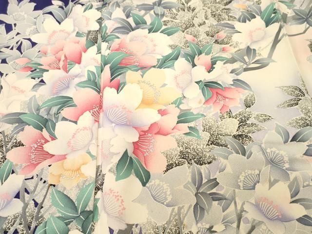 平和屋着物□豪華振袖 枝花文 暈し染め 銀彩 正絹 逸品 CABI8224ev