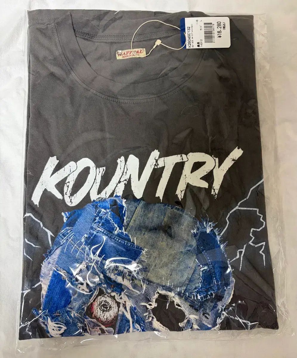 KAPITAL 20テンジク クルー Tシャツ デニム フェイス Pt チャコール