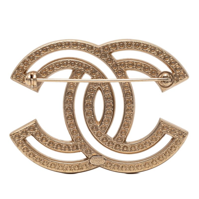 ★【希少】CHANEL ヴィンテージ　ブローチ　ラインストーン　ゴールド★ シャネル ココマーク ブローチ A19V ゴールド メッキ ラインストーン