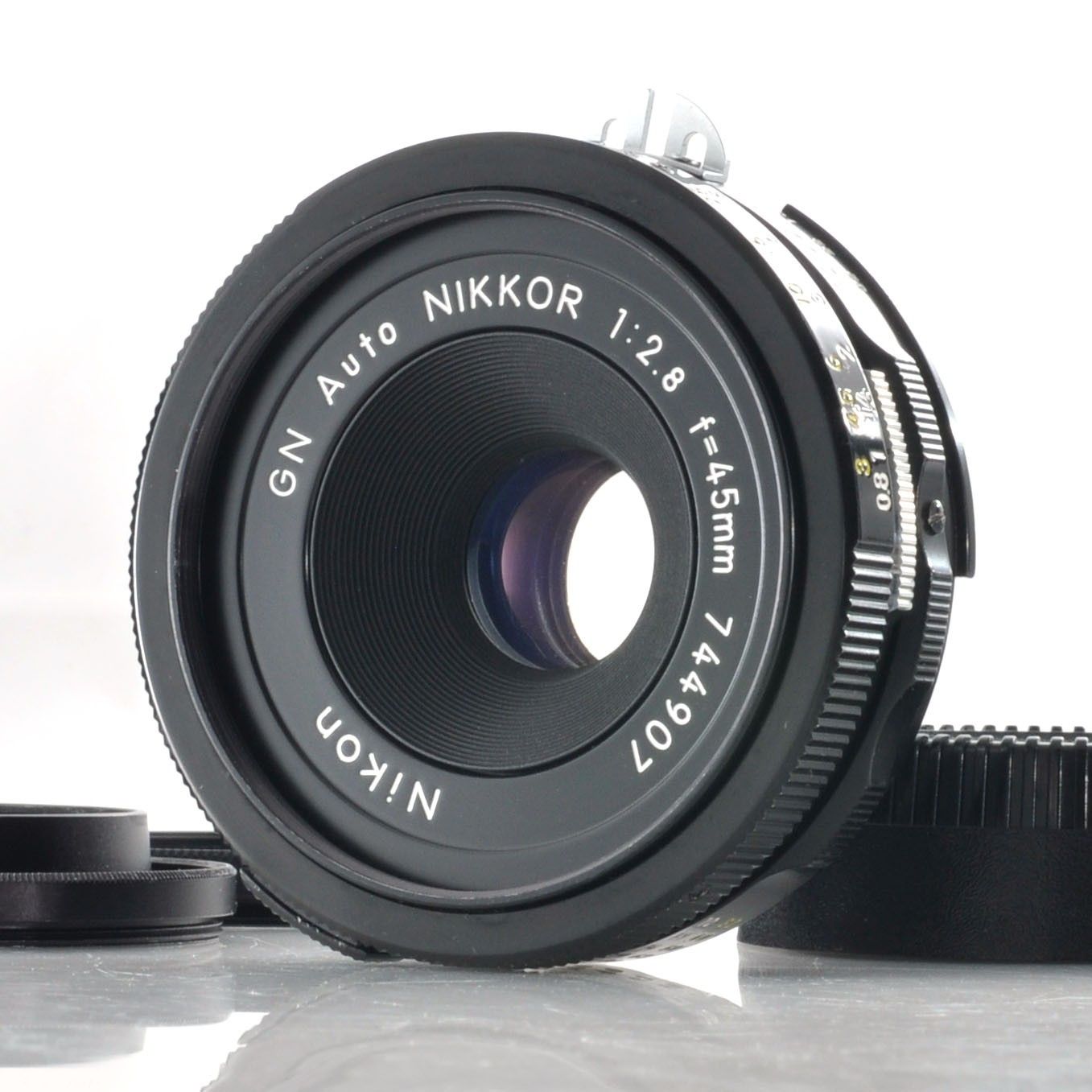 【ニコン】Nikon GN Auto 45mm F2.8 + HN-4専用フード MFレンズ #U257