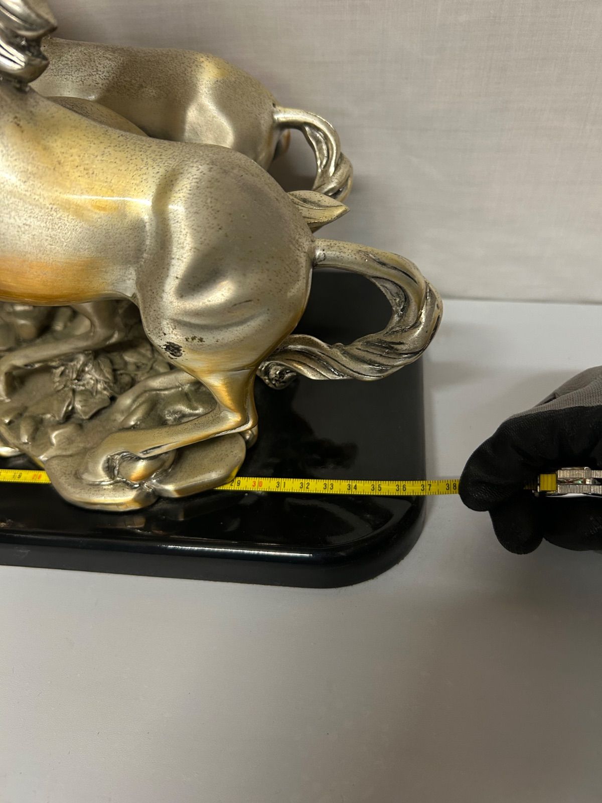 高級 馬 置物 3頭 躍動 彫刻 オブジェ メタル製 縁起物 風水