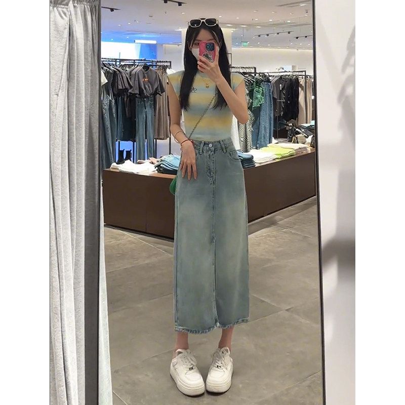 テンセル デニムスカート ロング Aライン ハイウエスト 薄手 軽量 ミディ丈 体型カバー 細見え 大きいサイズ テンセルデニム カジュアル ブルー ブラック 8,573円
