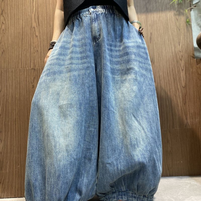 ワイドデニムパンツ ジーンズ レディース レトロ ヴィンテージ風 ハイウエスト ジーパン 脚長 美脚 体型カバー 大きいサイズ ゆったり カジュアル デイリー デート