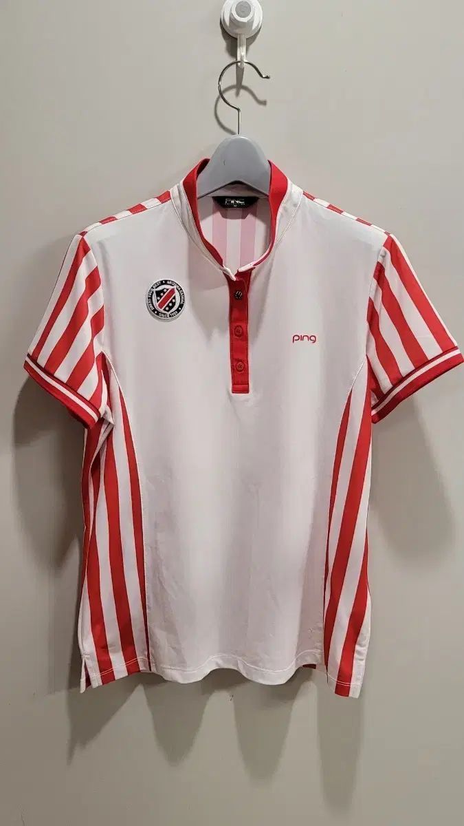 Ping ゴルフウェア 半袖 カラーTシャツ シャツ 白 レッド